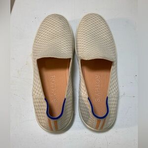 Rothy’s White Tan Houndstooth Slip-On Sneakers Size 9